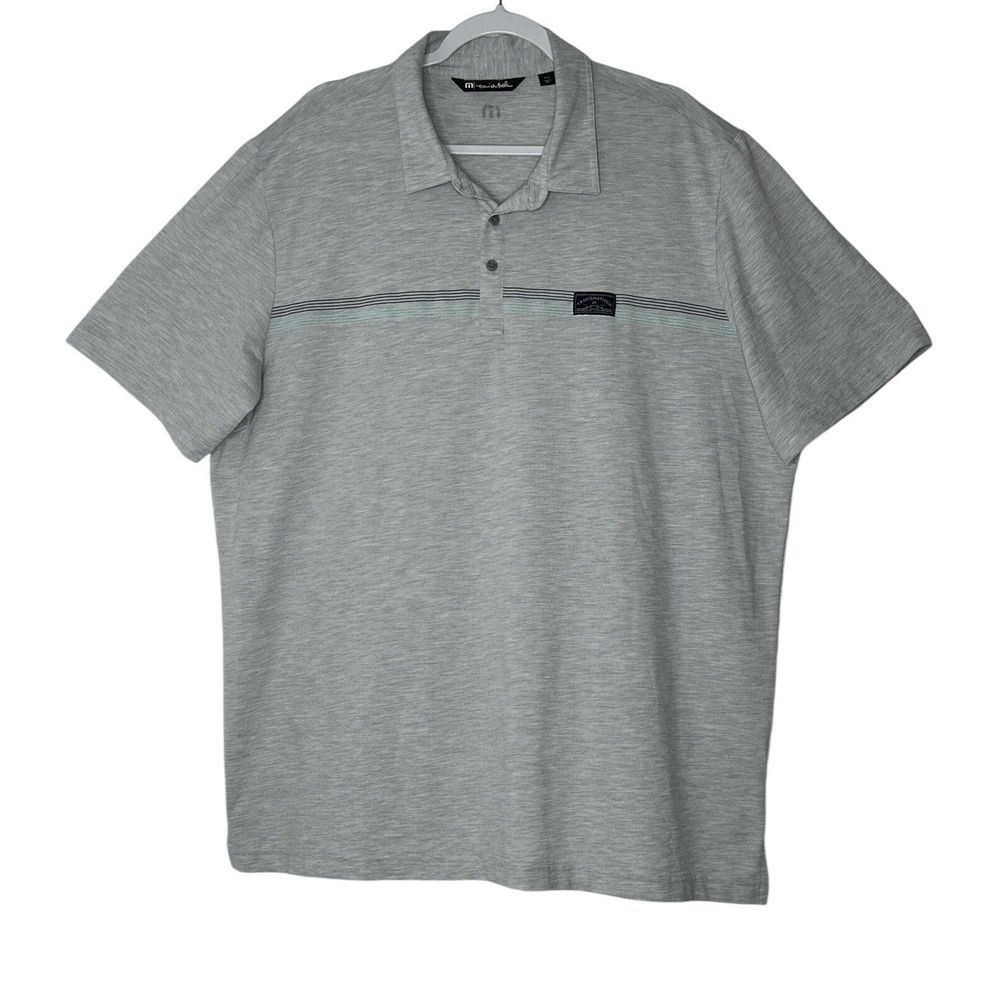 Travis Mathew Polo Shirt Adult 3XL Gray Striped Lightweight Golf Logo Mens